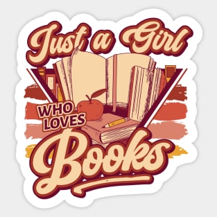 Retro Just a Girl Who Loves Books // 90s Style Book Lover Sticker